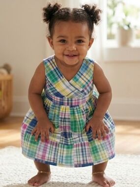 Polo Ralph Lauren Infant Girls’ Sleeveless Patchwork Plaid Dress & Diaper Cover